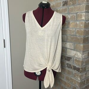 White and Cream Tie Front Top